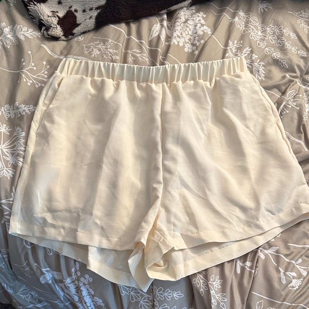 Cream Silk Shorts